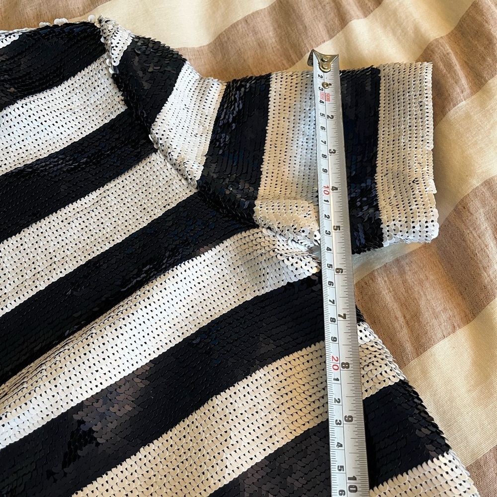 Sandro striped sequin blouse navy/white Size XS/S Elegant Chic Nautical - Picture 14 of 14